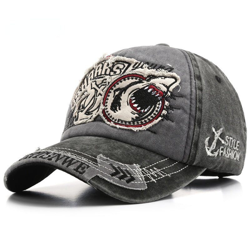 Wholesale Cotton Embroidered Shark Peaked Cap